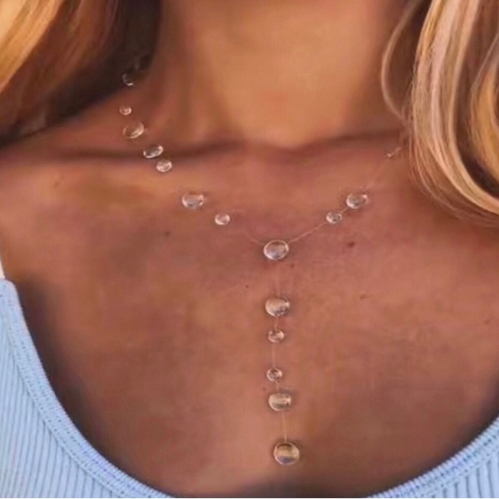 Delicate Clear Crystal Drop Y-Necklace
